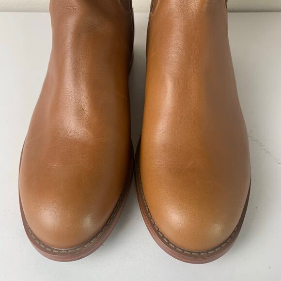 NEW Michael Kors Size7.5M Mindy Tan Leather Signature Logo Trim Riding Boots - Picture 7 of 16